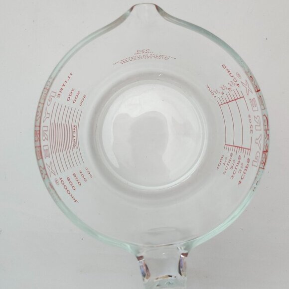 VINTAGE PYREX 533 Open-Red-Letter Open-Handle Measuring-Cup 4-Cup 1-L 32-oz 80s - Picture 3 of 6
